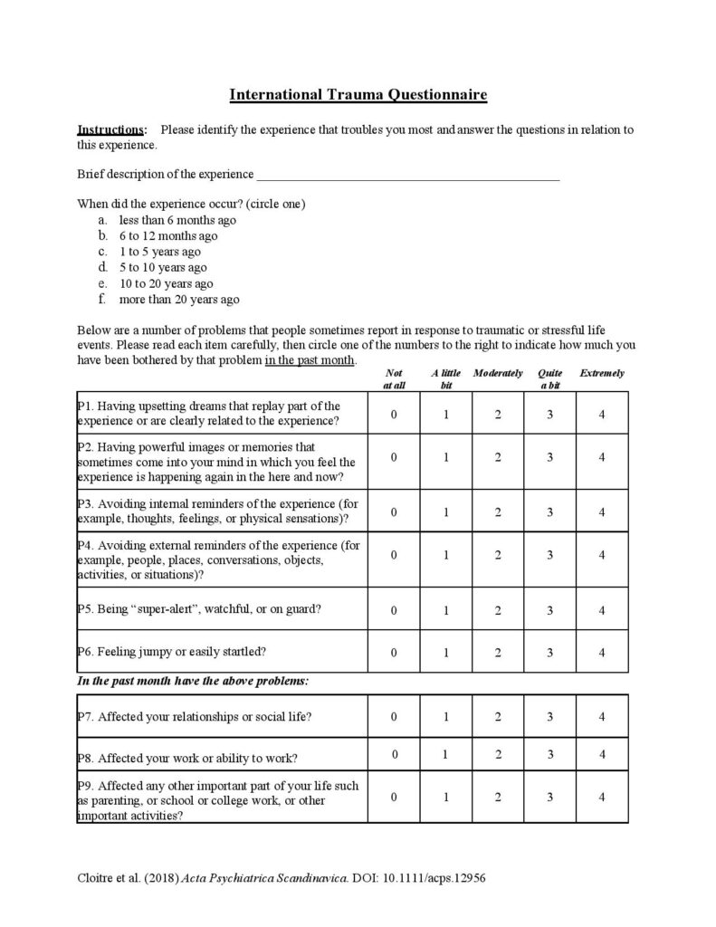 The International Trauma Questionnaire Children Of Narcissists